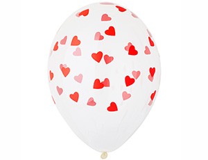 Bb (14''/35 см) Шелкография кристалл Сердца красные (25 шт.)
