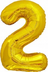 Fa (34''/86 см) Цифра, 2, ЭКО, Золото, в упаковке 1 шт.