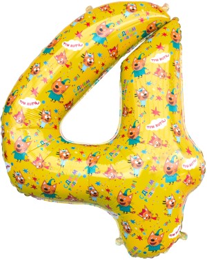 Fa (34''/86 см) Цифра, 4 Три Кота, Желтый, 1 шт. в упак.