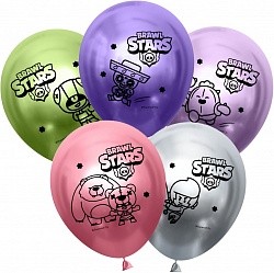 ДБ (12&quot;/30 см) Brawl Stars, Команда бойцов, дизайн №1, Ассорти, хром, 2 ст, 25 шт.