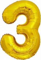 Fa (34''/86 см) Цифра, 3, ЭКО, Золото, в упаковке 1 шт.