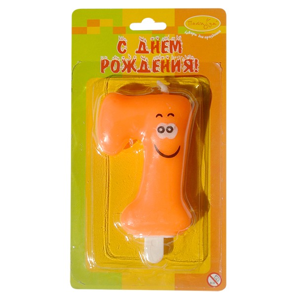 MC Свеча Цифра 7 Улыбка цветная 6,5см