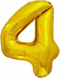 Fa (34''/86 см) Цифра, 4, ЭКО, Золото, в упаковке 1 шт.