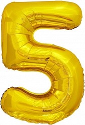 Fa (34''/86 см) Цифра, 5, ЭКО, Золото, в упаковке 1 шт.