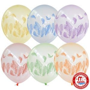 M (12''/30 см)  Кристалл Bubble ассорти, рис. Перья 25 шт.
