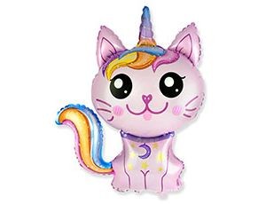 Fm (35''/89 см) Фигура, Котенок-единорог, Розовый, 1 шт.