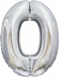 Fa (34''/86 см) Цифра, 0, ЭКО, Серебро, в упаковке 1 шт.