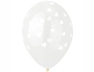 Bb (14''/35 см) Шелкография кристалл Сердца белые (25 шт.)