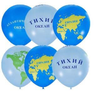 M (12&quot;/30 см) /Пастель (шелк) 5 ст. рис Глобус, 25 шт.