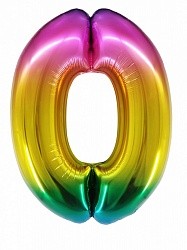 Fa (34''/86 см) Цифра, 0, Радужный, Градиент, в упаковке 1 шт.