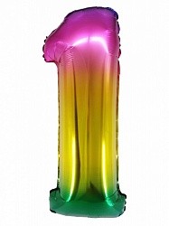 Fa (34''/86 см) Цифра, 1, Радужный, Градиент, в упаковке 1 шт.