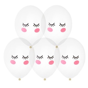 Bb (14''/35 см) /Шар с рисунком, Щечки Реснички 2цв, 25 шт.