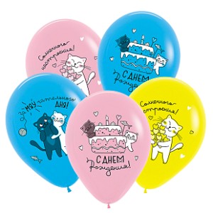Dec (12''/30 см) СДР Милые котики, Ассорти Пастель 2 ст. 50 шт.
