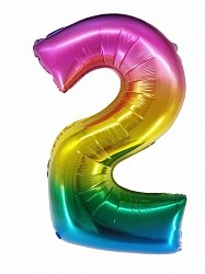 Fa (34''/86 см) Цифра, 2, Радужный, Градиент, в упаковке 1 шт.