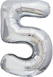 Fa (34&quot;/86 см) Цифра, 5, ЭКО, Серебро, в упаковке 1 шт.