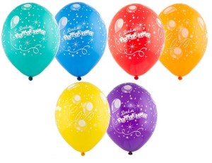 Bb (14''/36 см) Шелкография пастель С ДР Шары Конфетти (25 шт.)
