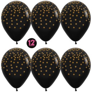 Sp (12&quot;/30 см) Золотое конфетти, Черный (580), металлик, 5 ст, 12 шт.