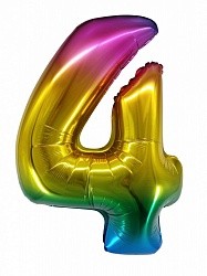 Fa (34''/86 см) Цифра, 4, Радужный, Градиент, в упаковке 1 шт.