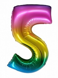 Fa (34''/86 см) Цифра, 5, Радужный, Градиент, в упаковке 1 шт.