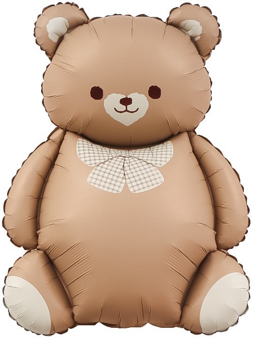 Fa (35''/89 см) Фигура, Мишка с бантом, Коричневый, Сатин, 1 шт.
