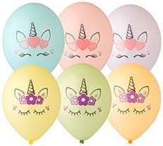 Bb (14''/35 см) /Шар с рисунком Единорог Голова 2цв, 25 шт.