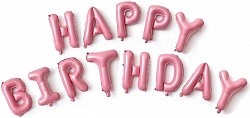 Набор шаров-букв (16''/41 см) Мини-Надпись &quot;Happy Birthday&quot;, Розовый, 1 шт. в упак.